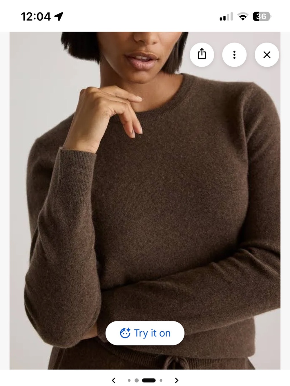 Quince Cashmere Crewneck Sweater — Brown XS, Never Worn.